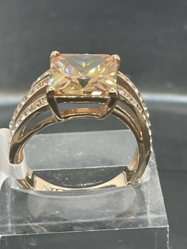 Jewellery Kingdom Champagne Princess Cut Cubic Zirconia Ring (Gold) - Rings - British D'sire