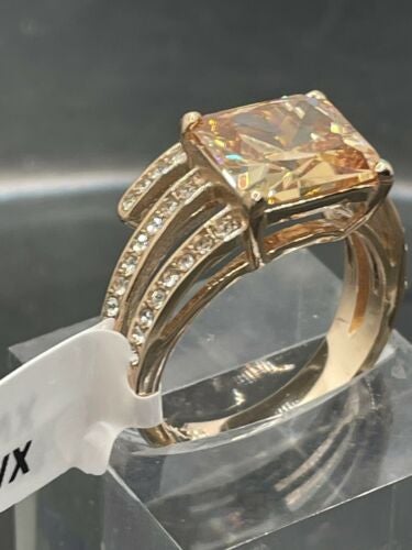 Jewellery Kingdom Champagne Princess Cut Cubic Zirconia Ring (Gold) - Rings - British D'sire