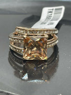 Jewellery Kingdom Champagne Princess Cut Cubic Zirconia Ring (Gold) - Rings - British D'sire