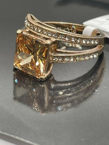 Jewellery Kingdom Champagne Princess Cut Cubic Zirconia Ring (Gold) - Rings - British D'sire