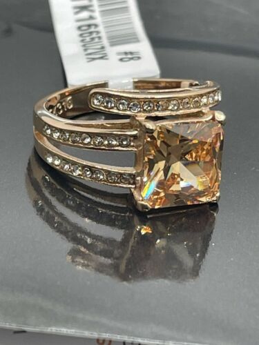 Jewellery Kingdom Champagne Princess Cut Cubic Zirconia Ring (Gold) - Rings - British D'sire