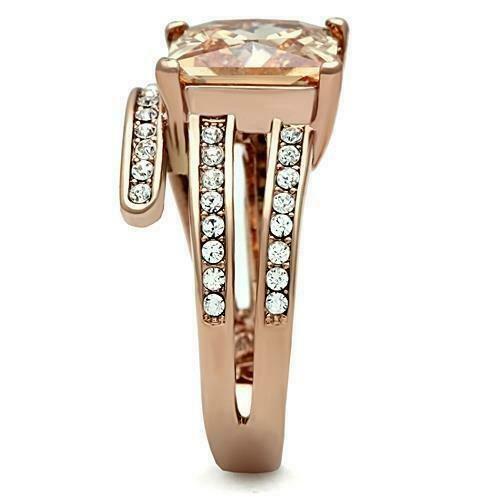 Jewellery Kingdom Champagne Princess Cut Cubic Zirconia Ring (Gold) - Rings - British D'sire