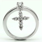 Jewellery Kingdom Charm Cross Ladies Dangle Solitaire Simulated Diamonds Clear Designer Ring - Jewelry Rings - British D'sire