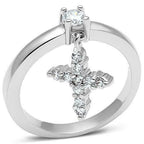 Jewellery Kingdom Charm Cross Ladies Dangle Solitaire Simulated Diamonds Clear Designer Ring - Jewelry Rings - British D'sire