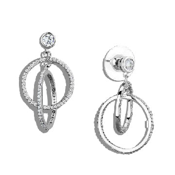Jewellery Kingdom Circles Pave Dangle Drop Simulated Diamonds Earrings (Silver) - Earrings - British D'sire Main image