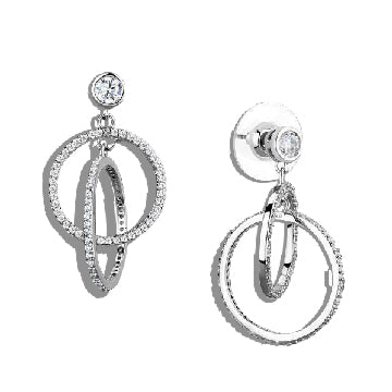 Jewellery Kingdom Circles Pave Dangle Drop Simulated Diamonds Earrings (Silver) - Earrings - British D'sire