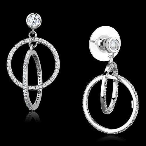 Jewellery Kingdom Circles Pave Dangle Drop Simulated Diamonds Sterling Silver Earrings Secondary image