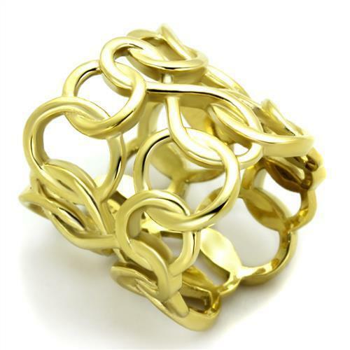 Jewellery Kingdom Circles Steel No Stone Contemporary Ladies Wide Ring (Gold) - Jewelry Rings - British D'sire Main image