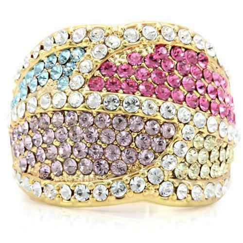 Jewellery Kingdom Citrine Amethyst Ladies Pink Blue Clear Multi Coloured Gold Ring - Jewelry Rings - British D'sire