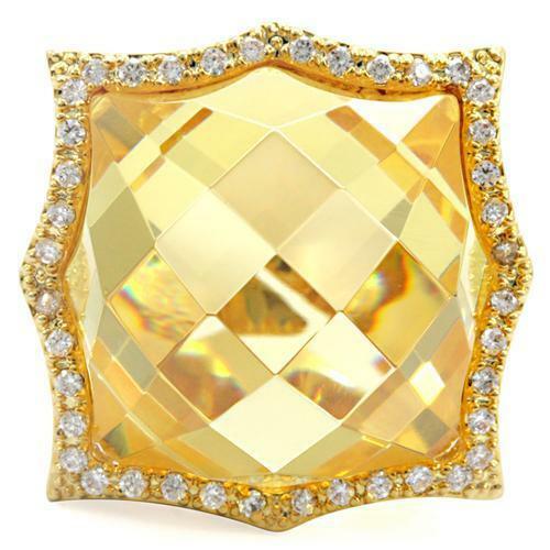 Jewellery Kingdom Citrine Cocktail Statement Simulated Womens Diamond Ring (Yellow) Secondary image