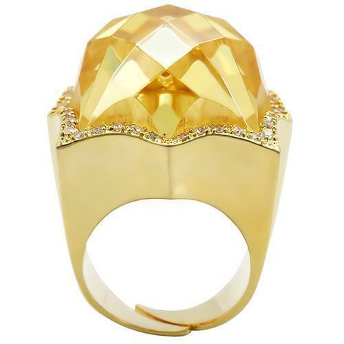Jewellery Kingdom Citrine Cocktail Statement Simulated Womens Diamond Ring (Yellow) - Rings - British D'sire