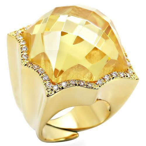 Jewellery Kingdom Citrine Cocktail Statement Simulated Womens Diamond Ring (Yellow) - Rings - British D'sire Main image