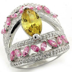 Jewellery Kingdom Citrine Sapphire Marquise Sterling Silver CZ Cocktail Ladies Pink Ring - Jewelry Rings - British D'sire
