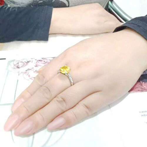 Jewellery Kingdom Citrine Solitaire Accents Engagements Simulated Diamonds Ring (Silver) Secondary image