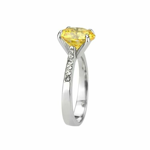 Jewellery Kingdom Citrine Solitaire Accents Engagements Simulated Diamonds Ring (Silver) - Jewelry Rings - British D'sire Main image