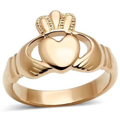 Jewellery Kingdom Claddagh Irish 14kt No Stone Steel No Tarnish Ring (Rose Gold) - Jewelry Rings - British D'sire Main image