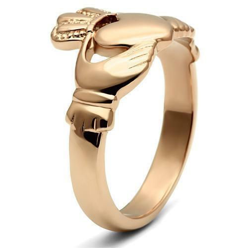 Jewellery Kingdom Claddagh Irish 14kt No Stone Steel No Tarnish Ring (Rose Gold) - Jewelry Rings - British D'sire