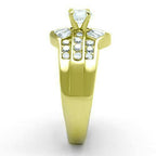 Jewellery Kingdom Cluster Baguette Cubic Zirconia Clear Sparkling 18KT Ladies Gold Ring - Jewelry Rings - British D'sire