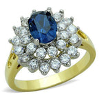 Jewellery Kingdom Cluster Cubic Zirconia Blue Dress Oval Blue Ladies Gold Sapphire Ring - Jewelry Rings - British D'sire