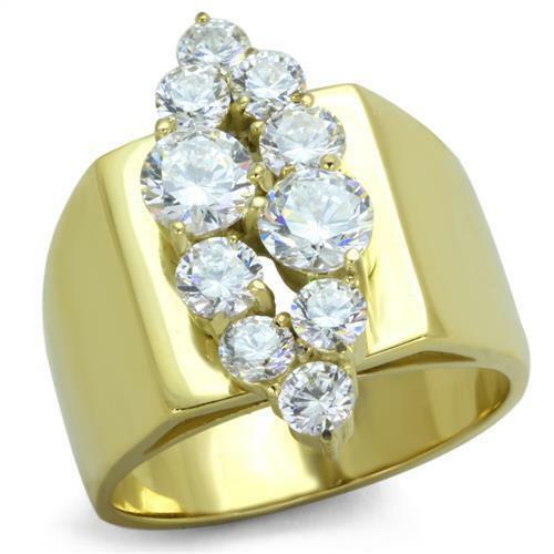 Jewellery Kingdom Cluster Long Cz Clear Steel 18kt Ladies Sparkling 4 Carat Ring (Gold) - Jewelry Rings - British D'sire Main image