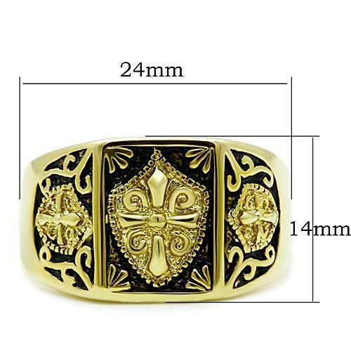 Jewellery Kingdom Coat Of Arms Steel 18kt Signet Mens Gold Pinky Ring Secondary image