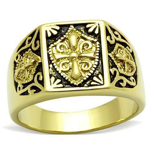 Jewellery Kingdom Coat Of Arms Steel 18kt Signet Mens Gold Pinky Ring - Jewelry Rings - British D'sire Main image