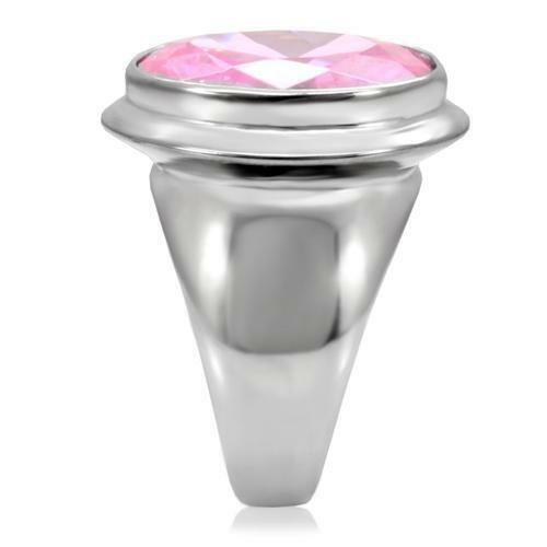 Jewellery Kingdom Cocktail 14ct Bezel Stainless Steel Cubic Zirconia Sapphire Ring (Pink) - Jewelry Rings - British D'sire