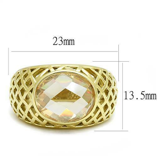 Jewellery Kingdom Cocktail 6CT Brown Cubic Zirconia Steel Ladies Gold Champagne Ring Secondary image