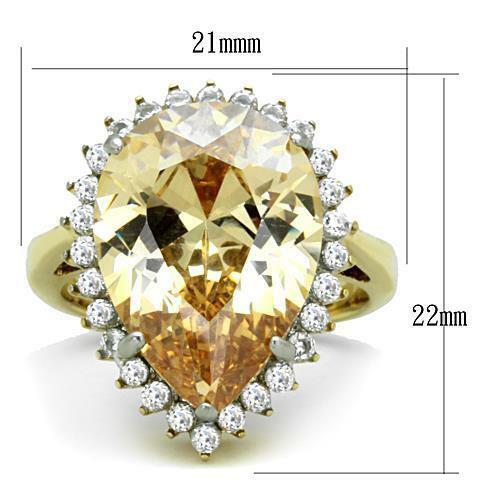 Jewellery Kingdom Cocktail Cubic Zirconia Ladies Pear Champagne Ring (Gold) Secondary image
