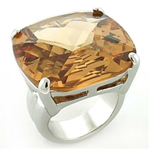 Jewellery Kingdom Cocktail Cushion Cut Cubic Zirconia Champagne Ring (Silver) - Rings - British D'sire Main image