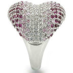 Jewellery Kingdom Cocktail Dome Inverted Cubic Zirconia Silver Rhodium Sparkling Ladies Pink Ring - Jewelry Rings - British D'sire
