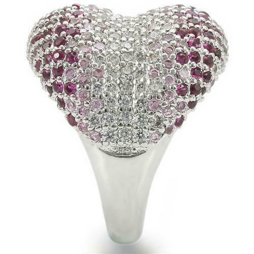 Jewellery Kingdom Cocktail Dome Inverted Cubic Zirconia Silver Rhodium Sparkling Ladies Pink Ring - Jewelry Rings - British D'sire