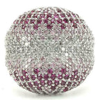 Jewellery Kingdom Cocktail Dome Inverted Cubic Zirconia Silver Rhodium Sparkling Ladies Pink Ring - Jewelry Rings - British D'sire