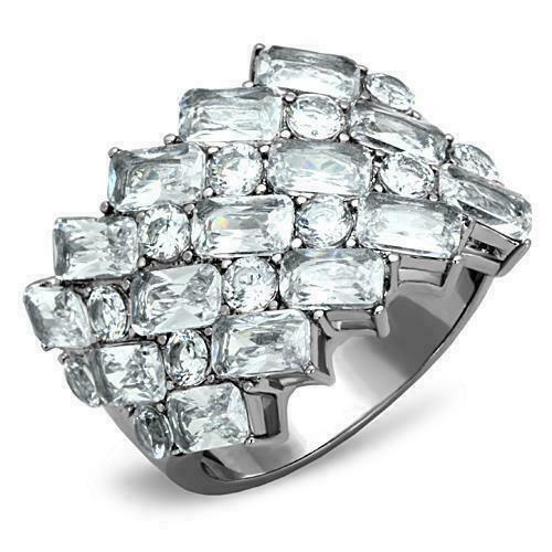 Jewellery Kingdom Cocktail Emerald Cut Band Ring (Silver) - Jewelry Rings - British D'sire Main image