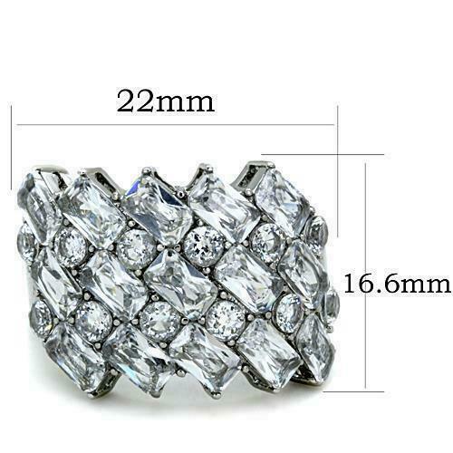 Jewellery Kingdom Cocktail Emerald Cut Band Ring (Silver) Secondary image
