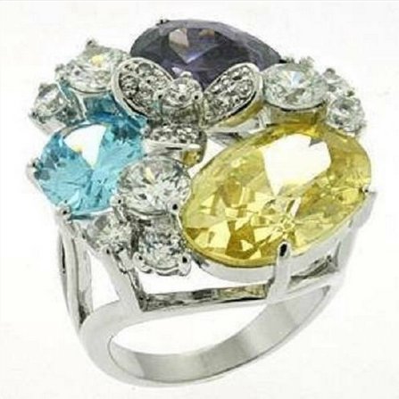 Jewellery Kingdom Cocktail Ladies Amethyst Citrine Topaz Pear Oval CZ Statement Sparkle Ring - Jewelry Rings - British D'sire Main image