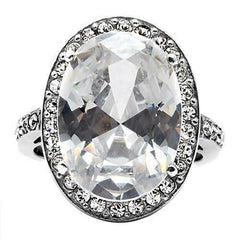 Jewellery Kingdom Cocktail Simulated Diamond Sparkling Stainless Steel Ladies Oval Ring - Jewelry Rings - British D'sire