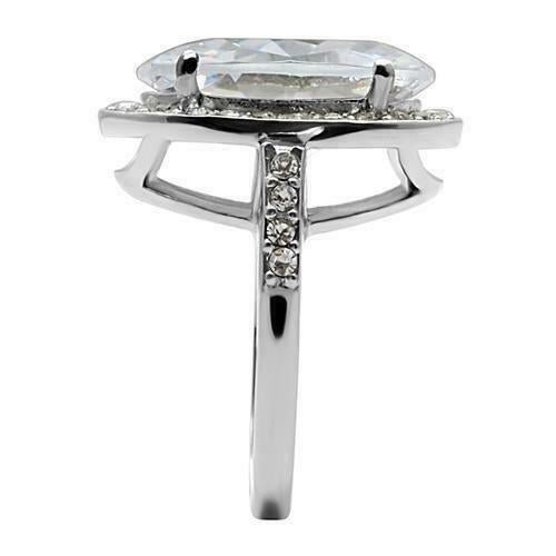 Jewellery Kingdom Cocktail Simulated Diamond Sparkling Stainless Steel Ladies Oval Ring - Jewelry Rings - British D'sire
