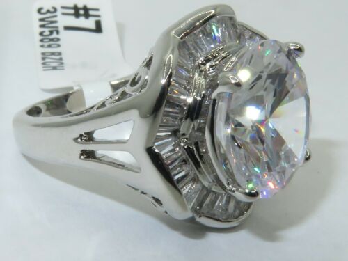 Jewellery Kingdom Cocktail Simulated Diamonds 8 Carat Big Ring (Silver) - Jewelry Rings - British D'sire