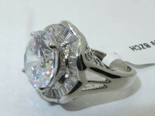 Jewellery Kingdom Cocktail Simulated Diamonds 8 Carat Big Ring (Silver) - Jewelry Rings - British D'sire