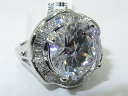 Jewellery Kingdom Cocktail Simulated Diamonds 8 Carat Big Ring (Silver) - Jewelry Rings - British D'sire