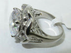 Jewellery Kingdom Cocktail Simulated Diamonds 8 Carat Big Ring (Silver) - Jewelry Rings - British D'sire