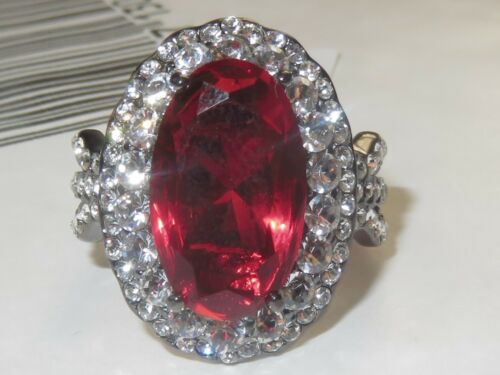 Jewellery Kingdom Cocktail Stainless Steel Cubic Zirconia Dress Oval Garnet Ring (Red) Secondary image