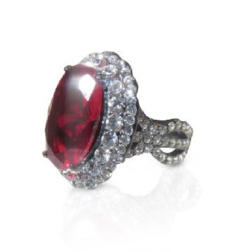 Jewellery Kingdom Cocktail Stainless Steel Cubic Zirconia Dress Oval Garnet Ring (Red) - Jewelry Rings - British D'sire Main image