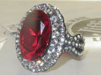 Jewellery Kingdom Cocktail Stainless Steel Cubic Zirconia Dress Oval Garnet Ring (Red) - Jewelry Rings - British D'sire