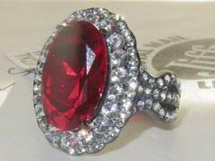Jewellery Kingdom Cocktail Stainless Steel Cubic Zirconia Dress Oval Garnet Ring (Red) - Jewelry Rings - British D'sire