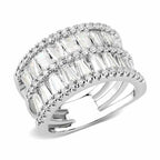 Jewellery Kingdom Cocktail Statement Cubic Zirconia Big Rhodium Ladies Ring Band (Silver) - Rings - British D'sire
