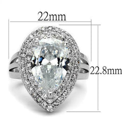 Jewellery Kingdom Cocktail Super Sparkling Cubic Zirconia Silver Rhodium 12CT Ladies Pear Ring - Jewelry Rings - British D'sire