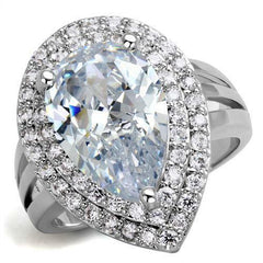 Jewellery Kingdom Cocktail Super Sparkling Cubic Zirconia Silver Rhodium 12CT Ladies Pear Ring - Jewelry Rings - British D'sire