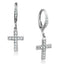 Jewellery Kingdom Cross Dangle Drop Cubic Zirconia Leverbacks Comfortable Earrings (Silver) - Earrings - British D'sire